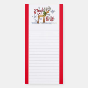 Jingle Bells Reindeer Fridge Magnetic Notepad
