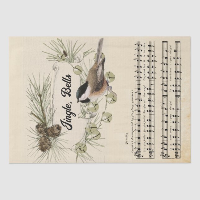 Jingle Bells Sheet Music Christmas Carol Chickadee (Front)