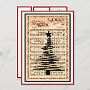 "Jingle Bells" Sheet Music Vintage 5 Photo Holiday Card