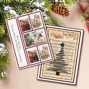 "Jingle Bells" Sheet Music Vintage 5 Photo Holiday Card