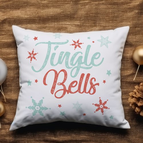 Jingle Bells Snowflake Pastel Add Name Christmas Throw Pillow