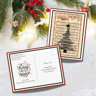 "Jingle Bells" Vintage Sheet Music Christmas Holiday Postcard