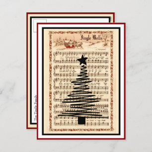 "Jingle Bells" Vintage Sheet Music Christmas Holiday Postcard