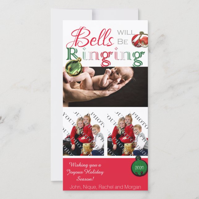 Jingle Bells Will Be Ringing Christmas Photo Card (Front)