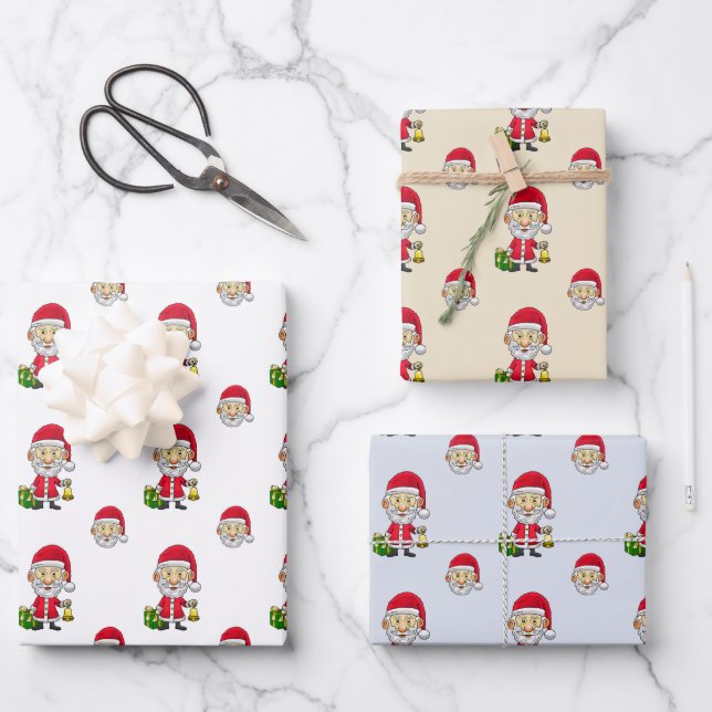Jingle Bells with Santa Wrapping Paper Sheets (Front)