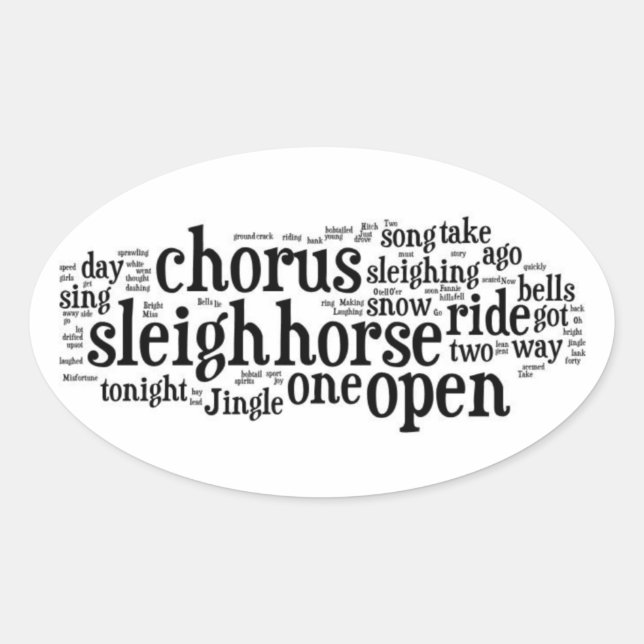 Jingle Bells Word Art1 Oval Sticker (Front)