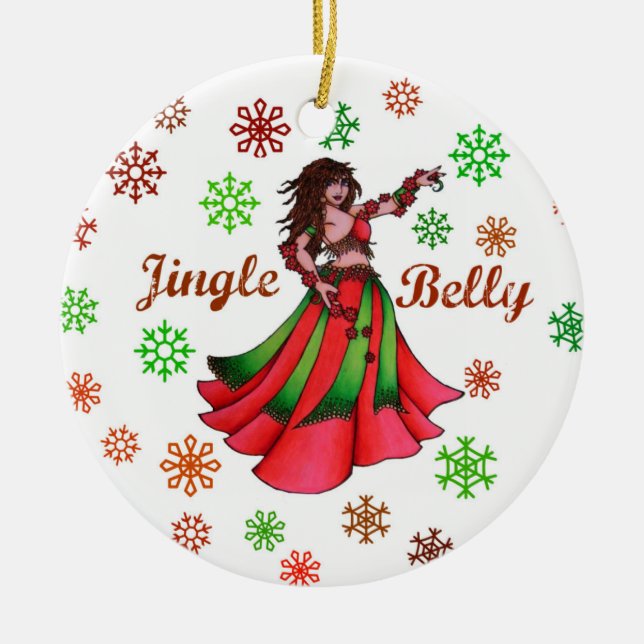 Jingle Belly Dancer Ceramic Ornament (Front)