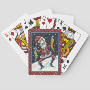 JINGLE BONES SANTA, HOLIDAY SKELETON & STOCKINGS POKER CARDS