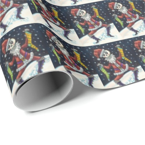 JINGLE BONES SANTA HOLIDAY SKELETON  STOCKINGS WRAPPING PAPER