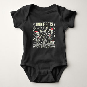 Jingle Bots Festive Holiday Robots with Santa Hats Baby Bodysuit