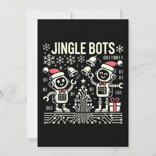 Jingle Bots Festive Holiday Robots with Santa Hats Invitation