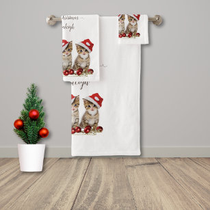 Modern Festive Black White Christmas Tree Pattern Bath Towel Set, Zazzle  in 2023