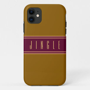 JINGLE Classy Golden Brown Burgundy Red Stripes iPhone 11 Case