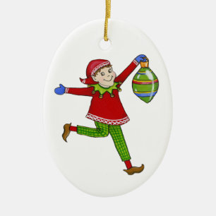Jingle Elves "Skippy" Ceramic Ornament