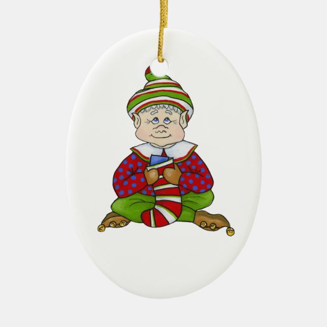 Jingle Elves "Stitch" Ceramic Ornament (Front)