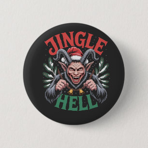 Jingle Hell Christmas Krampus Evil Xmas  Button