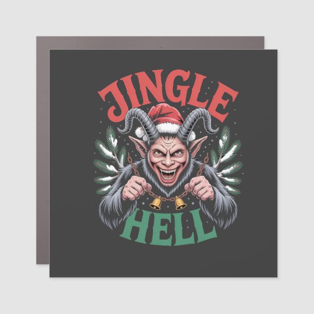 Jingle Hell Christmas Krampus Evil Xmas  Car Magnet (Front)