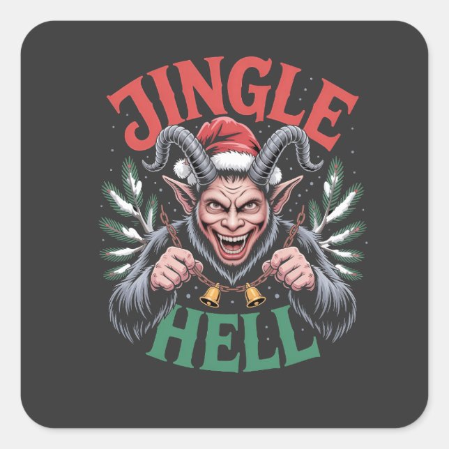 Jingle Hell Christmas Krampus Evil Xmas  Square Sticker (Front)