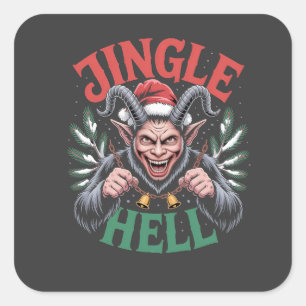 Jingle Hell Christmas Krampus Evil Xmas Square Sticker