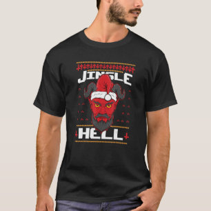 Jingle Hell Devil Hail Satan Santa Claus Rock Fan  T-Shirt