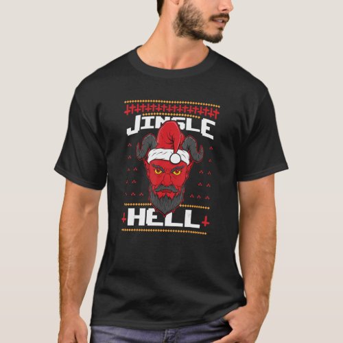 Jingle Hell Devil Hail Satan Santa Claus Rock Fan  T_Shirt