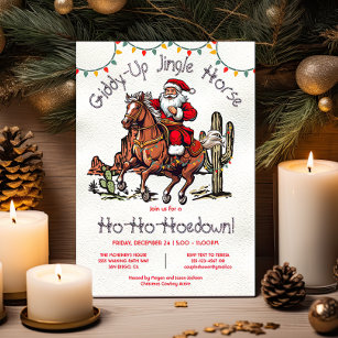 Jingle Horse Santa Holiday Christmas Hoedown Party Invitation
