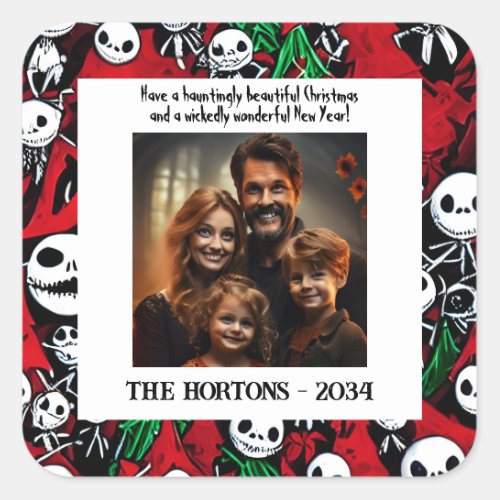 Jingle Jack OLantern Family Photo Square Sticker