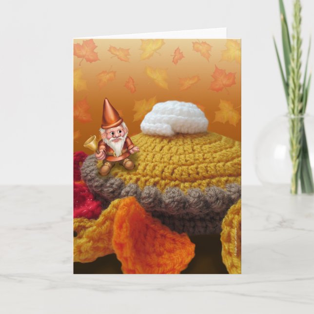 Jingle Jingle Little Gnome on a Pumpkin Pie Card (Front)