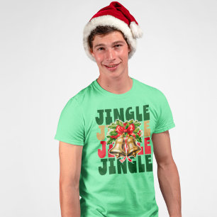 Jingle Jingle Vintage Gold Bells & Holly T-Shirt Tri-Blend Shirt