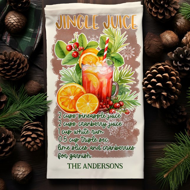Jingle Juice Christmas Cocktail Recipe Kitchen Towel (Creator Uploaded)