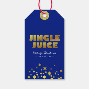 Jingle Juice Fun Christmas Blue & Gold Gift Tags