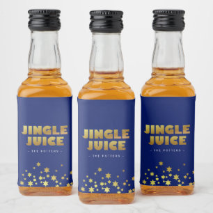 Jingle Juice Fun Christmas Blue & Gold Liquor Bottle Label