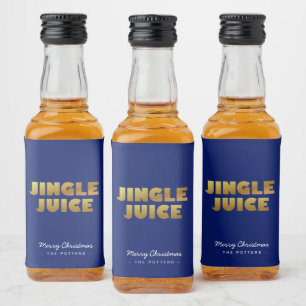 Jingle Juice Fun Christmas Blue & Gold Liquor Bottle Label
