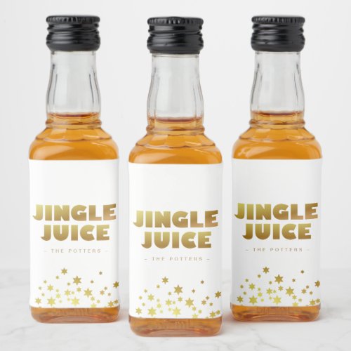 Jingle Juice  Fun Christmas White  Gold Mini Liquor Bottle Label