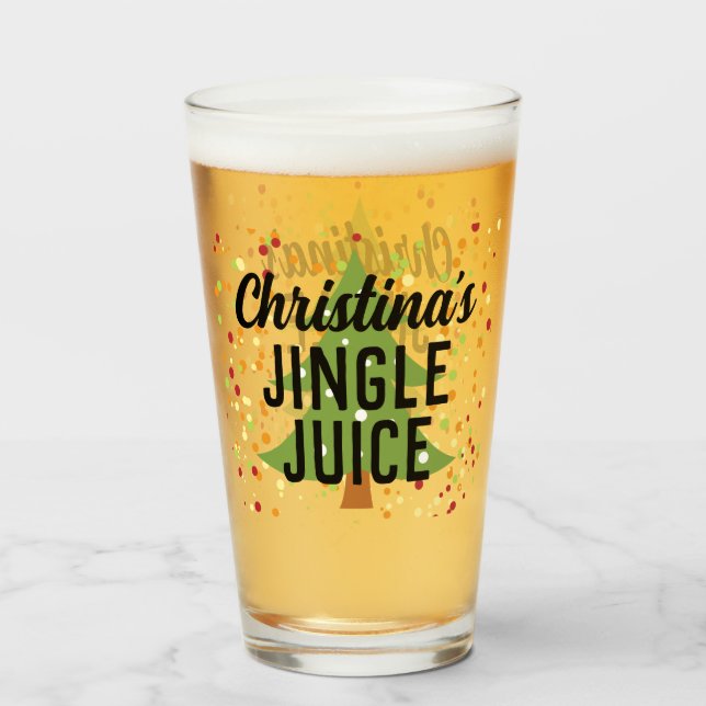 Jingle Juice Funny Personalized Christmas Beer Glass (Front Filled)