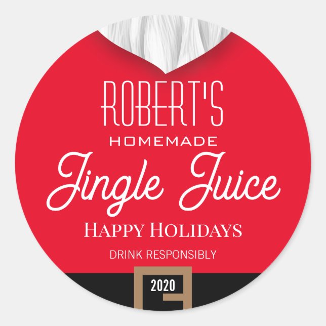 Jingle Juice Personalized Classic Round Sticker (Front)
