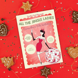 Jingle Ladies Night Out Retro Disco Ball Holiday Invitation