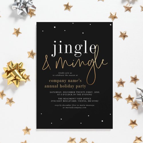 Jingle  Mingle Black Gold Corporate Holiday Party