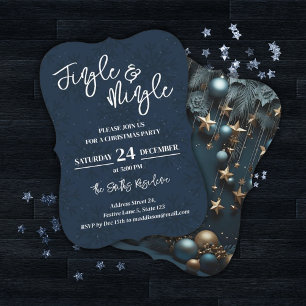 Jingle & Mingle Blue Christmas Party Invitation