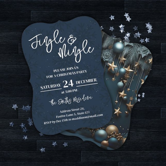 Jingle & Mingle Blue Christmas Party Invitation (Creator Uploaded)