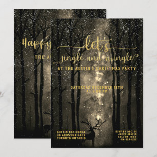 Jingle & Mingle Celestial Woodland Holiday Party Invitation