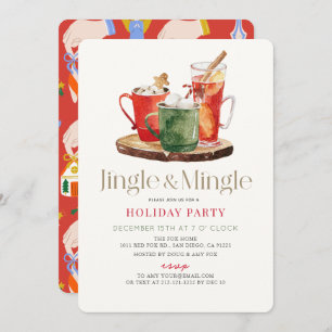 Jingle & Mingle Christmas Drinks Holiday Party Invitation