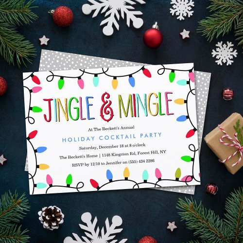 Jingle  Mingle  Christmas Holiday Cocktail Party Invitation