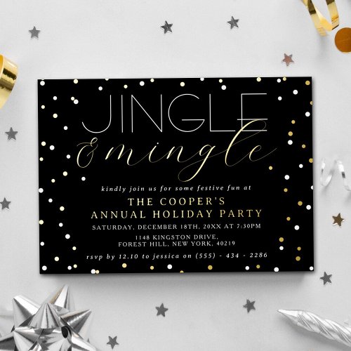 Jingle  Mingle Christmas Holiday Party Real Foil Invitation