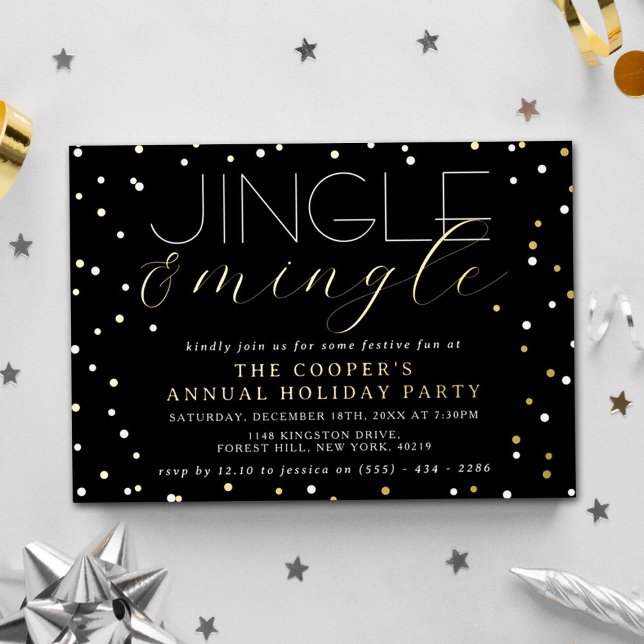 Jingle & Mingle Christmas Holiday Party Real Foil Invitation (Creator Uploaded)