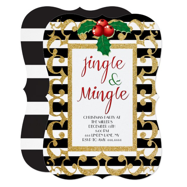 Jingle & Mingle Christmas Party Glitter Invitation