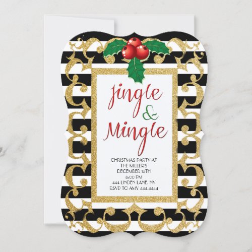 Jingle  Mingle Christmas Party Glitter Invitation