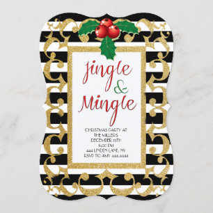 Jingle & Mingle Christmas Party Glitter Invitation