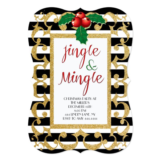 Jingle & Mingle Christmas Party Glitter Invitation
