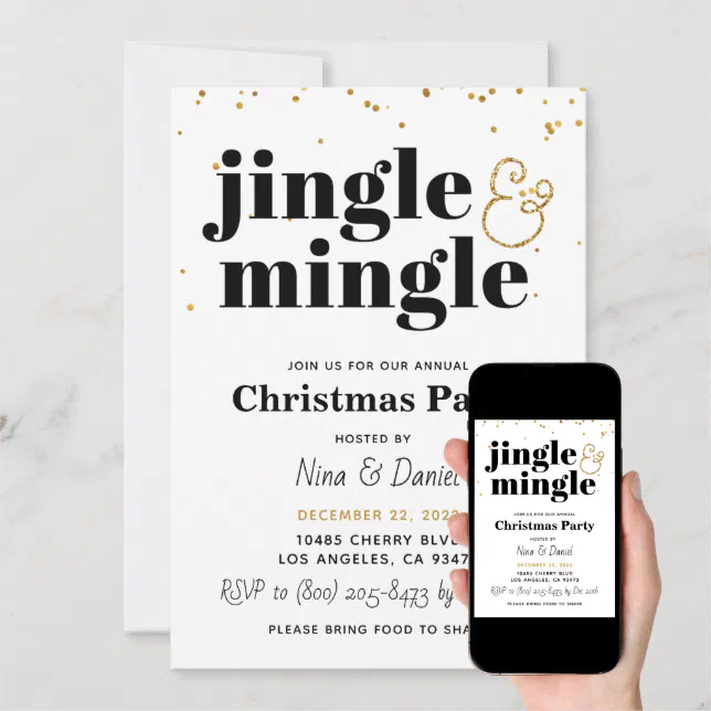 Jingle &amp; Mingle Christmas Party Invitation | Zazzle
